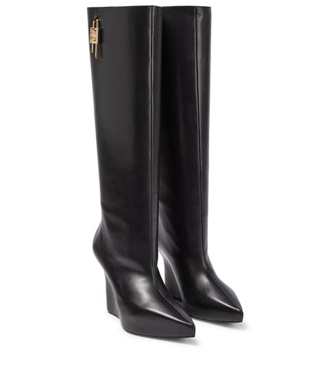 givenchy leather wedge knee boots